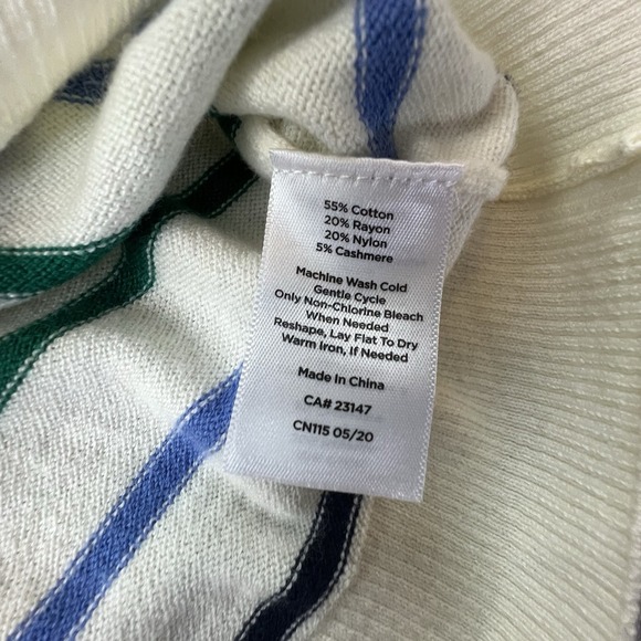 Talbots S‎ Ivory Multi-Stripe Cashmere Blend Crewneck Lightweight Knit Sweater - Picture 7 of 8